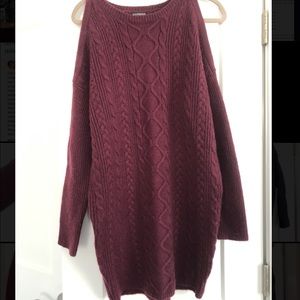 express maroon sweater dress size medium